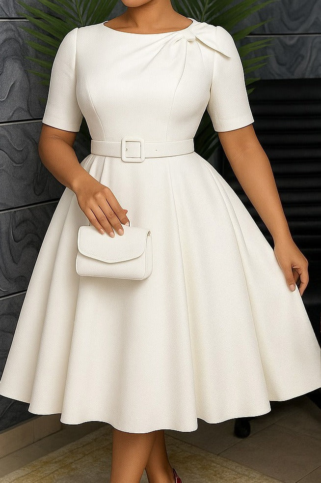 Elegant Bow Accent A-Line Midi Dress Lavish Daily