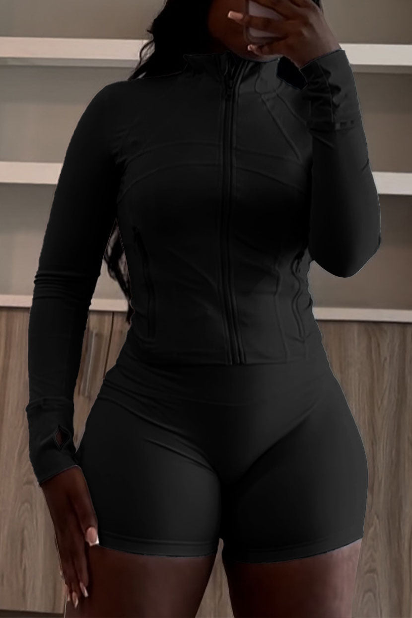 Long Sleeve Crop Top and Shorts Set Lavish Daily