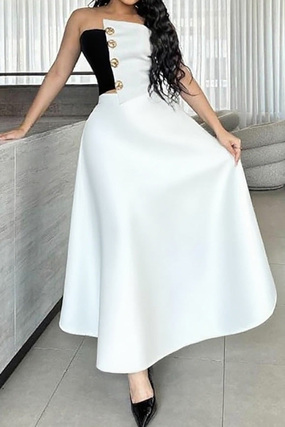 Colorblock Tube Top and A-Line Skirt Set Lavish Daily