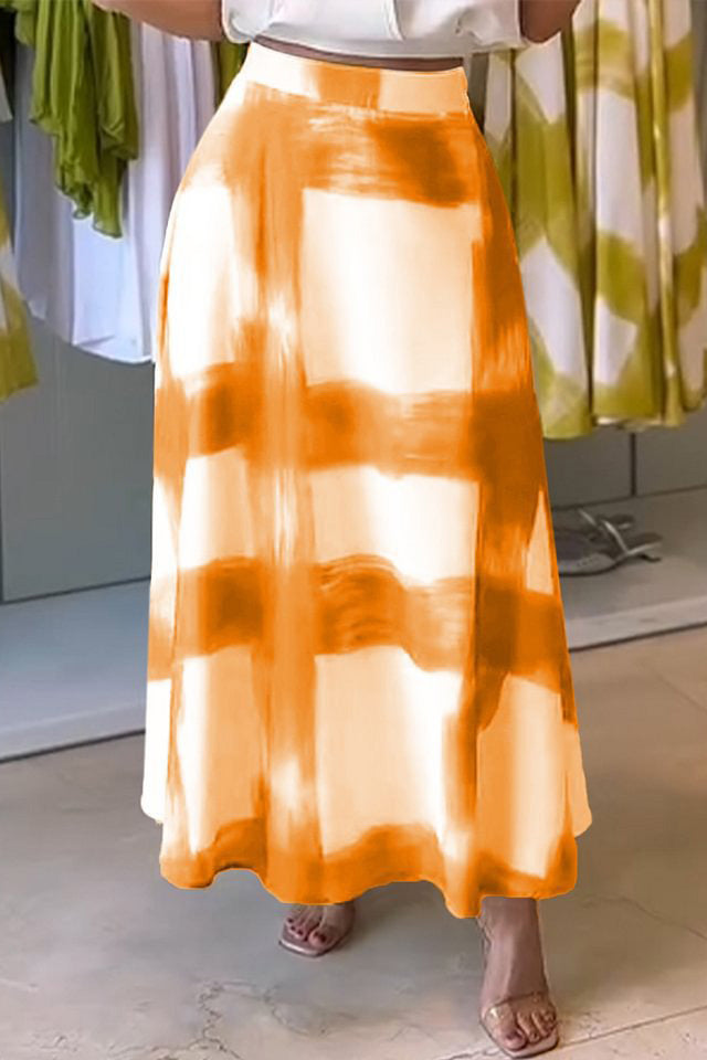Plaid Print A-Line Long Skirt Lavish Daily