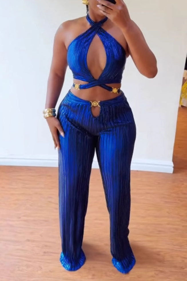Tie-wrap Halter Backless Pant Sets Lavish Daily