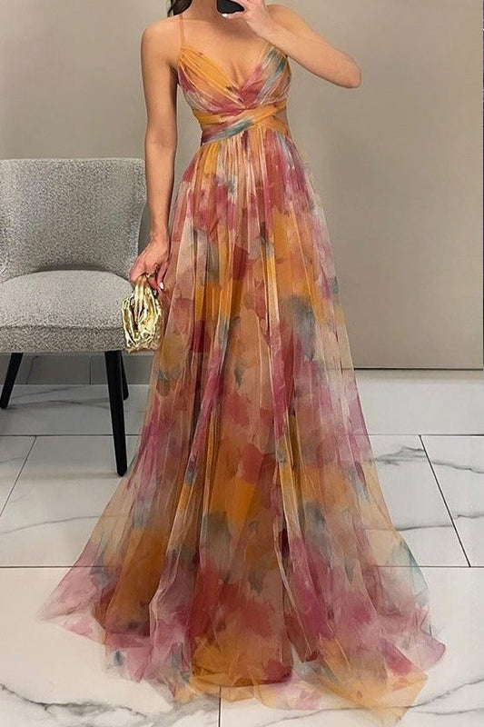 Mesh Floral Print Cami Dress Lavish Daily