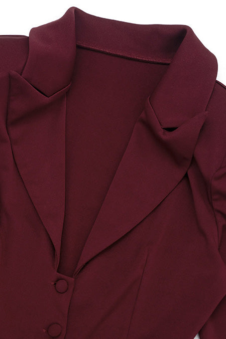 Deep V Button Front Blazer Dress Lavish Daily