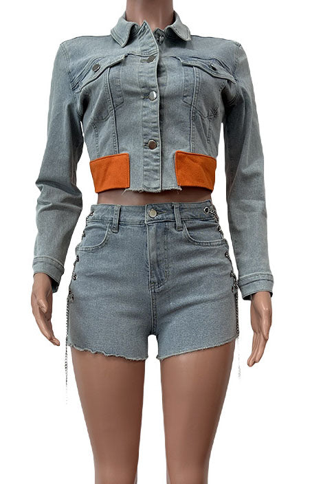 Chopped Denim Short Set Lavish Daily