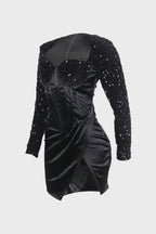Split Square Cut Collar Stretch Sequin Dress Lavish Daily