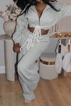 Drawstring Hoodie & Wide Leg Pants Set LavishDaily