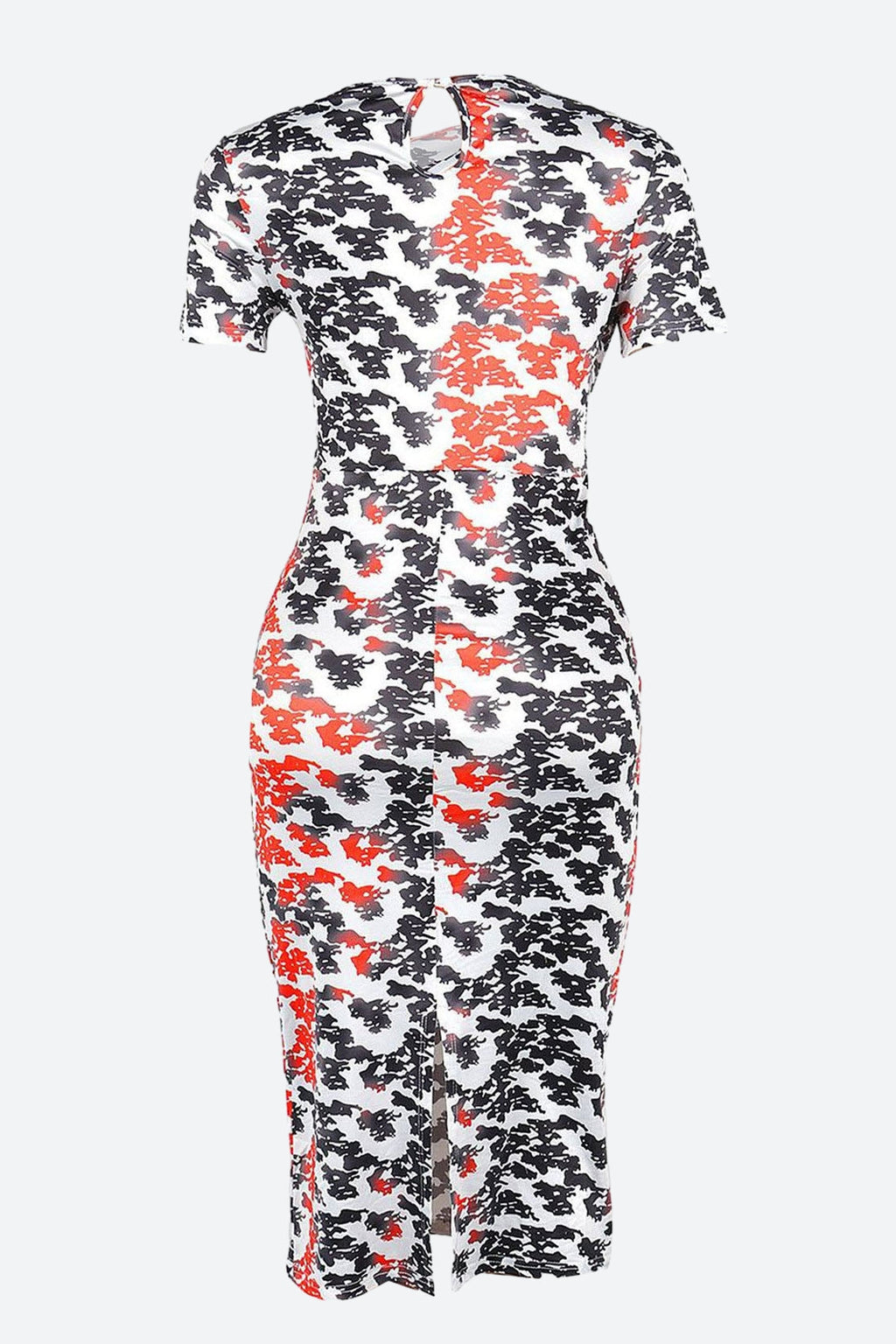 Printed Bodycon Back Slit Dress Lavish Daily