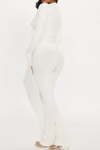 Hollow Out Hook Top Zip Pants Two Piece Set Lavish Daily