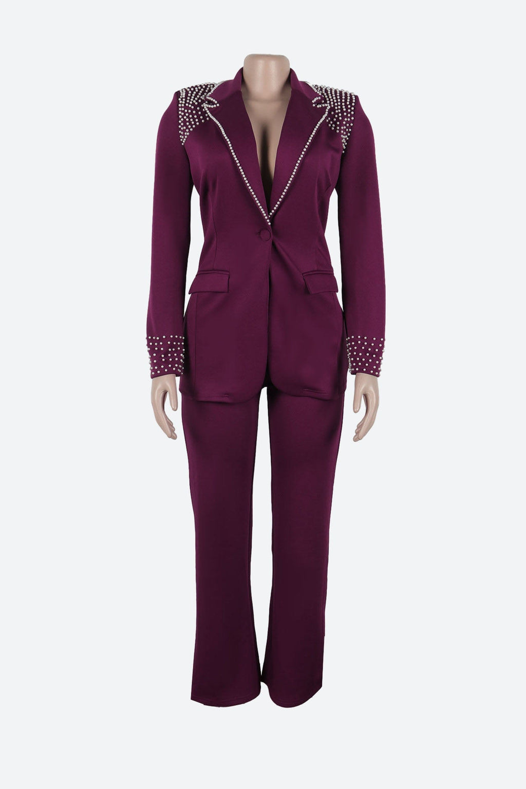 Long Sleeve Slim Fit Stretch Suit Set Lavish Daily