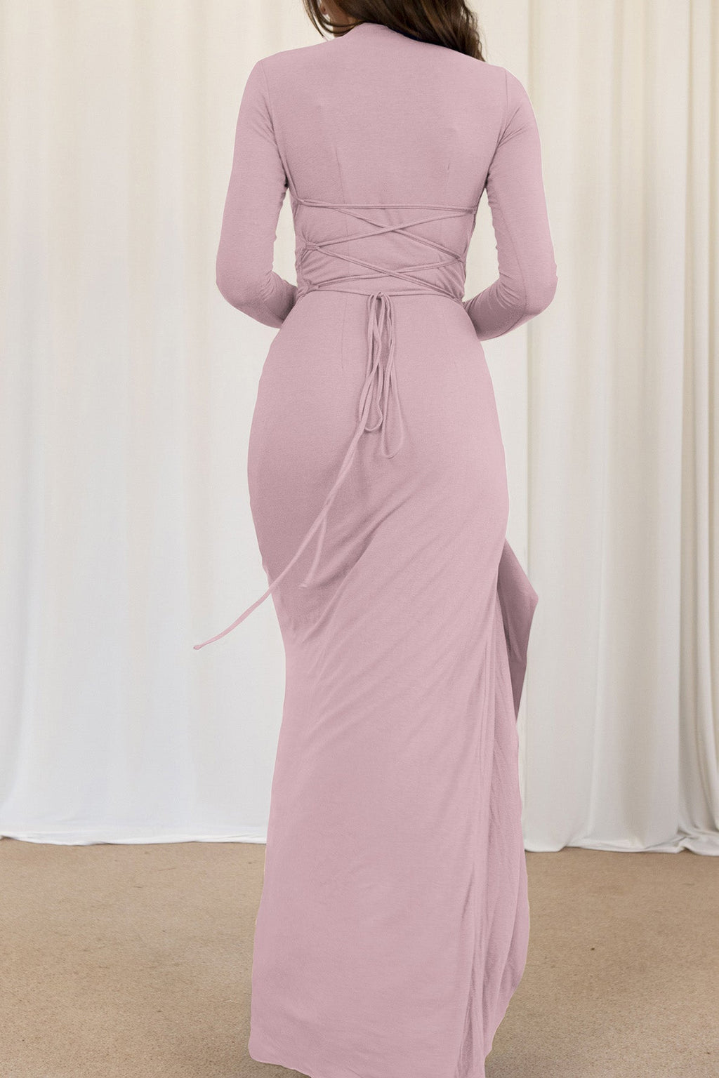Long Sleeve Knot Detail Maxi Dress Lavish Daily