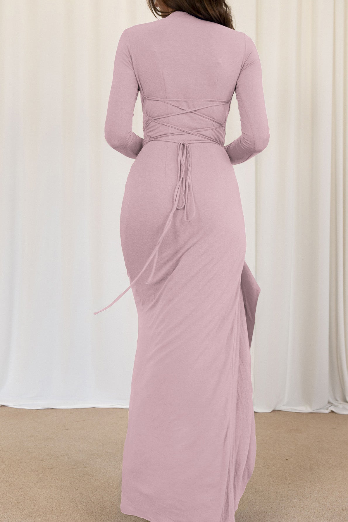 Long Sleeve Knot Detail Maxi Dress Lavish Daily