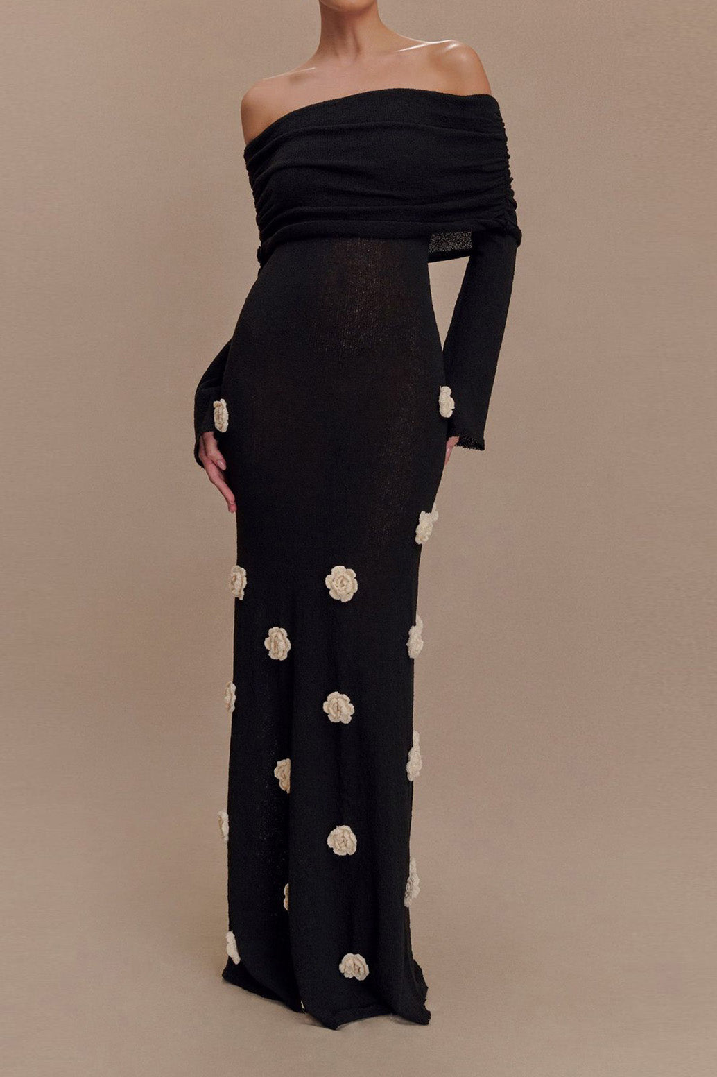 Off Shoulder Knit Maxi Dress Lavish Daily