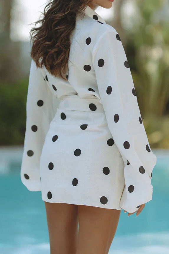 Polka Dot Long Sleeve Two-Piece Skirt Set Lavish Daily