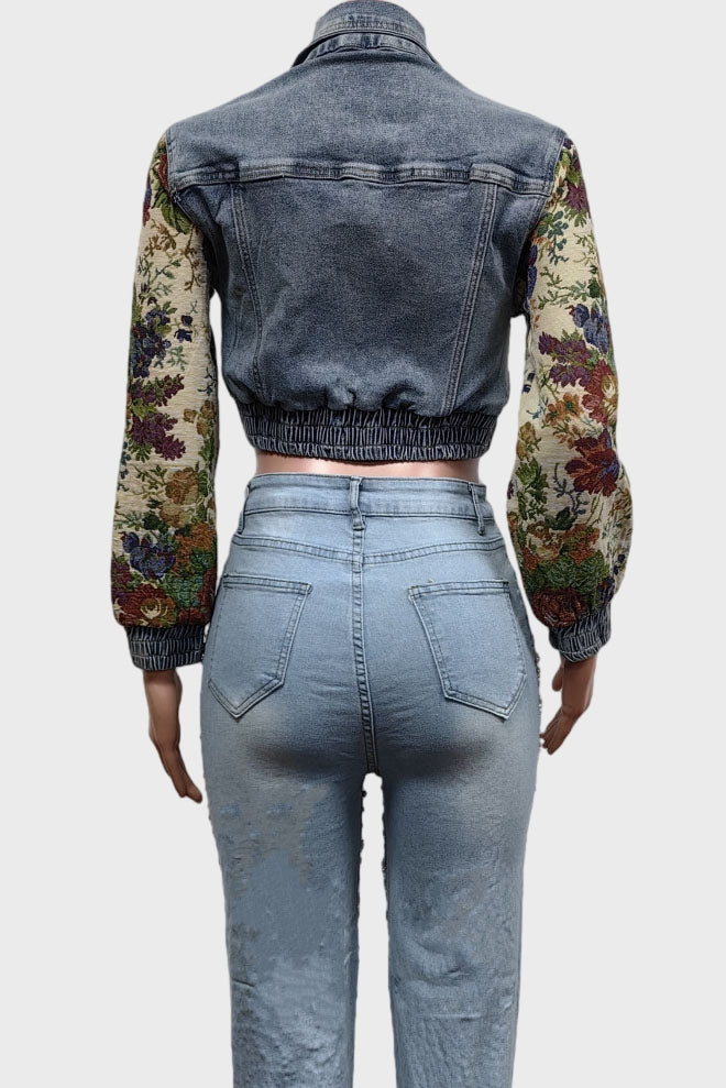 Flower Denim Jacket Lavish Daily