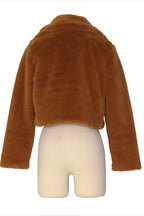 Faux Leather Lapel Short Jacket Lavish Daily