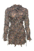 Multi-Color Fringe Mesh Mini Party Dress Lavish Daily