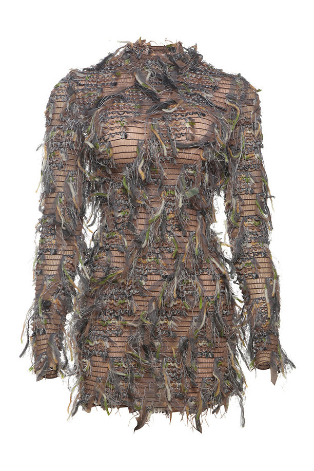 Multi-Color Fringe Mesh Mini Party Dress Lavish Daily
