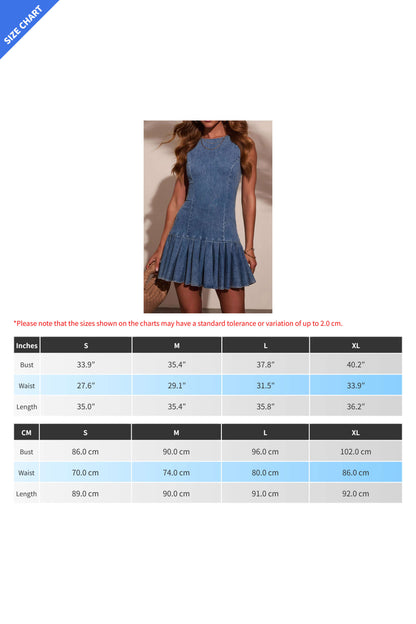 Pleated Denim Mini Dress Lavish Daily