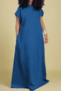 Denim V-Cut Back Maxi Dress Lavish Daily