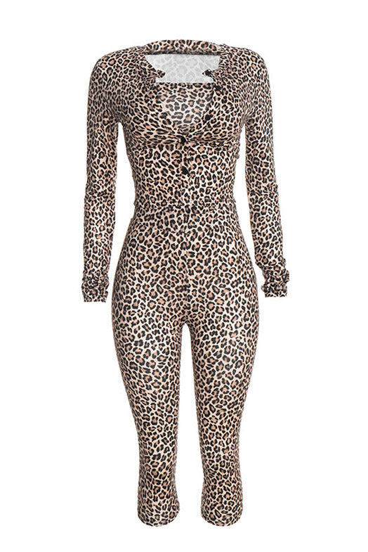 Leopard Crop Top, Cardigan & Capri Pants Set Lavish Daily