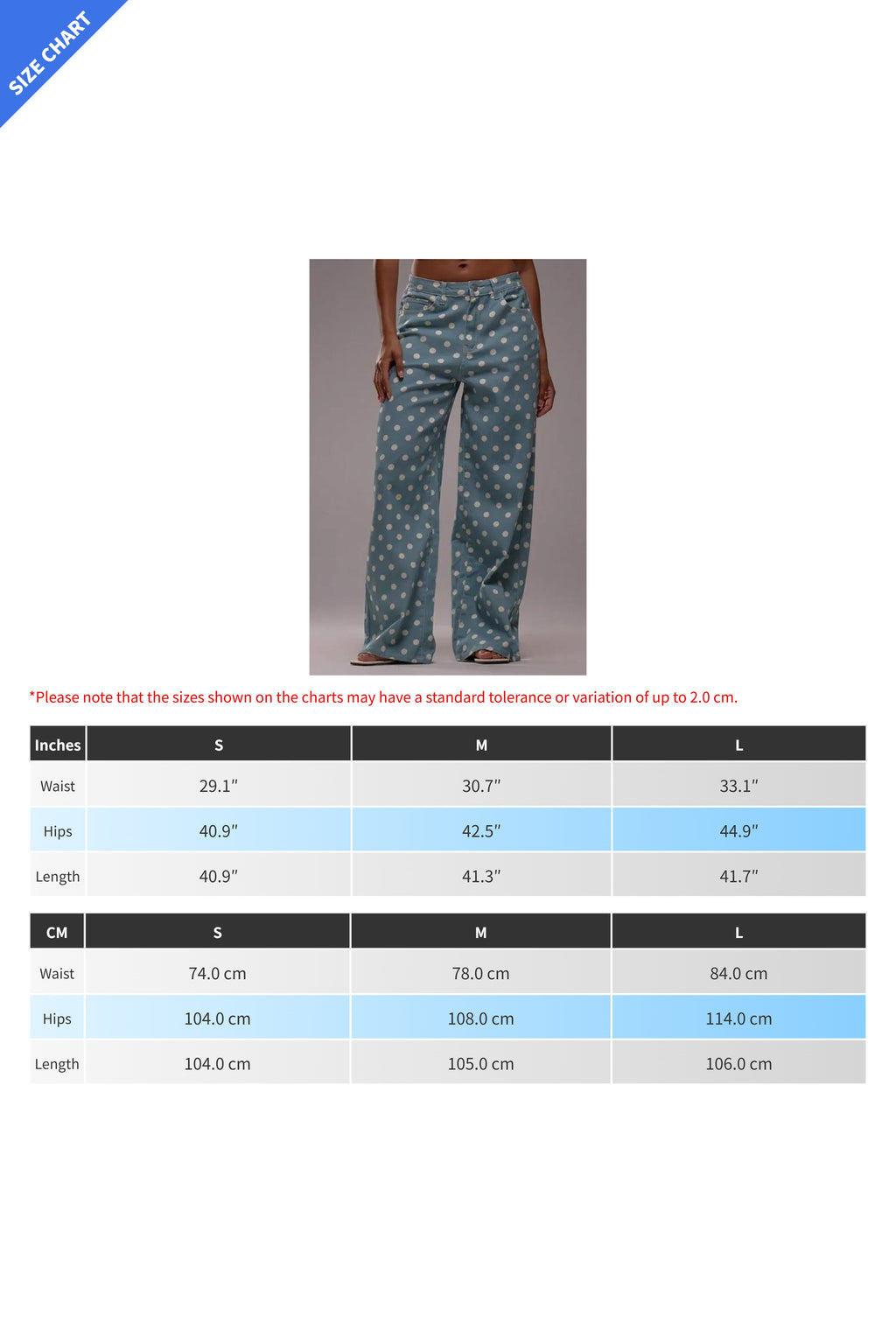 Polka Dot Non-Stretch Denim Jeans LavishDaily