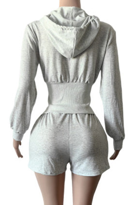 Cropped Zip Hoodie and Shorts Set Lavish Daily
