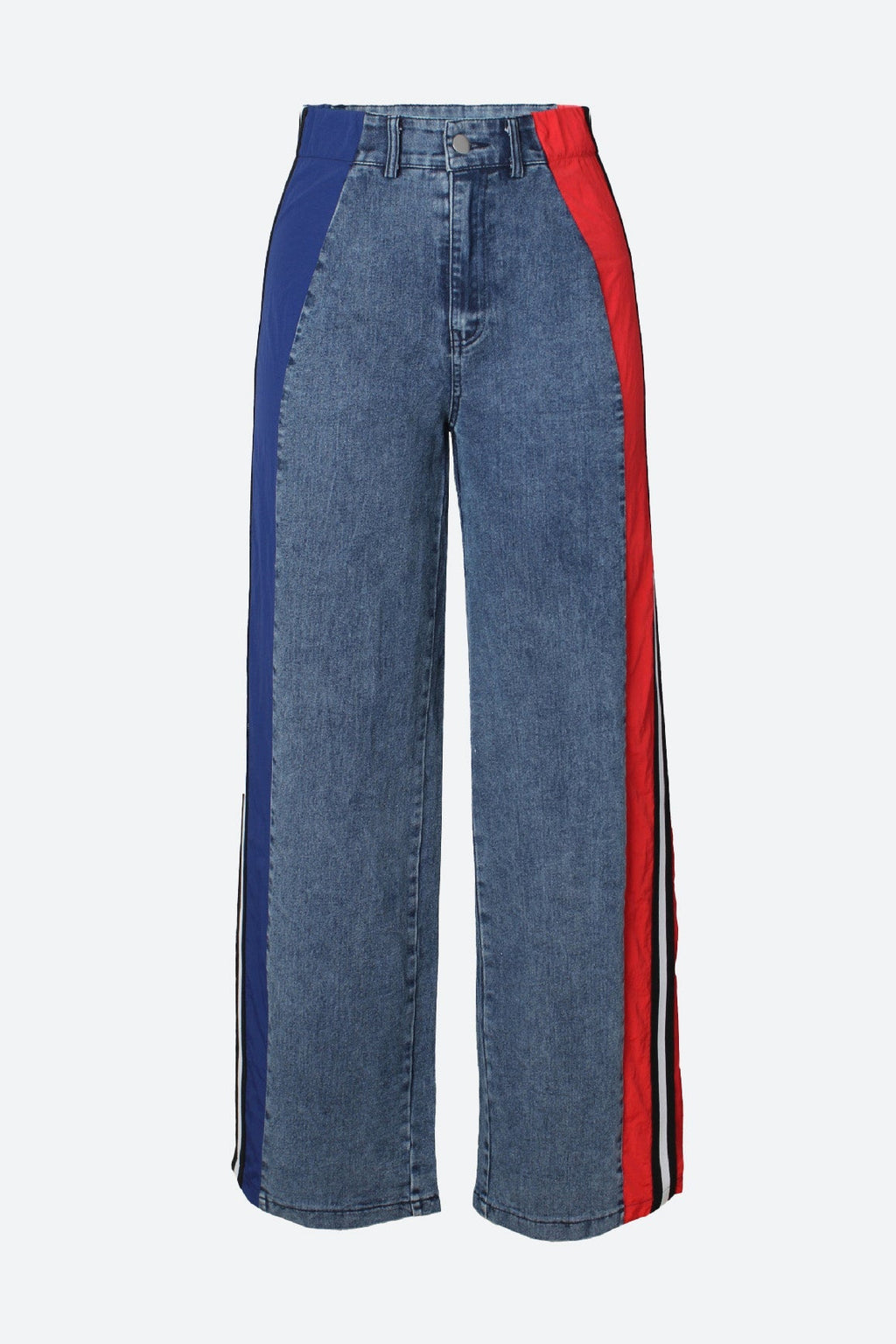 Wide Jeans with Wide Contrast Side Lines Lavish Daily