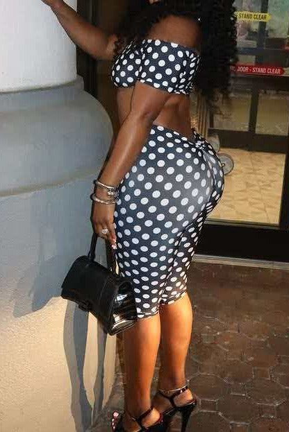 Polka Dot Off Shoulder Biker Shorts Set Lavish Daily