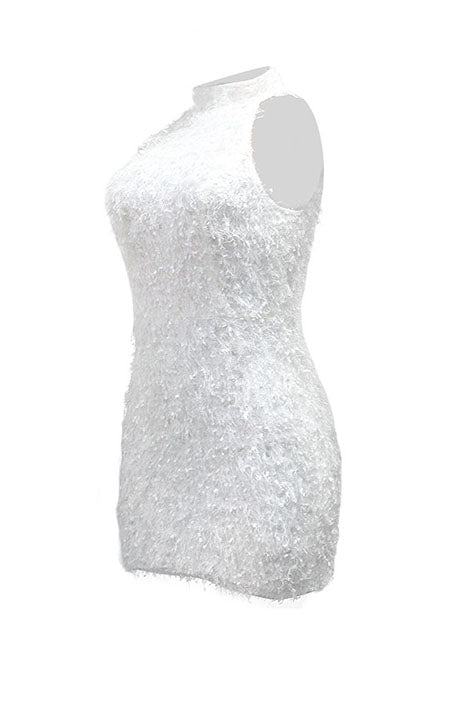 Sequin Embellished Textured Halter Mini Dress Lavish Daily