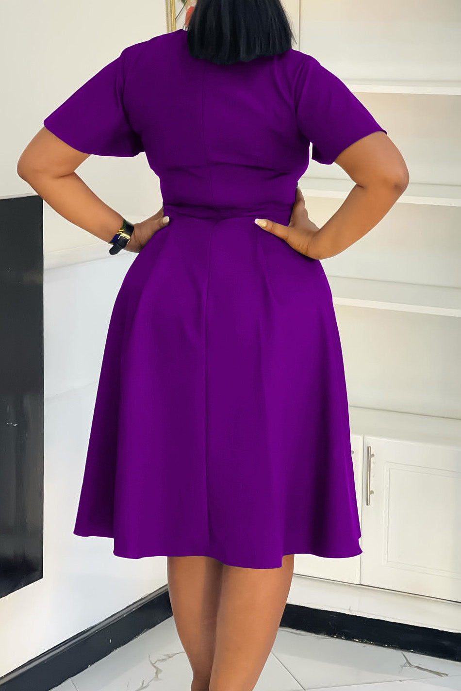 Plus Size Tie-Up Short Sleeve Dress Lavish Daily