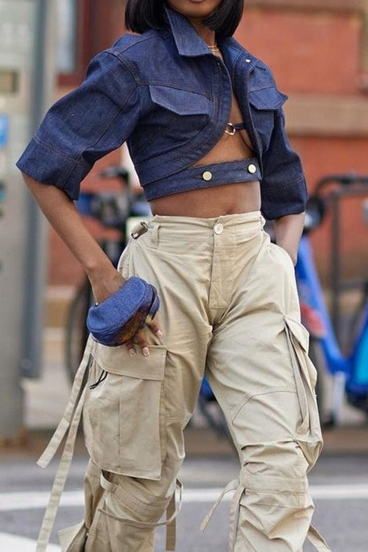 Cropped Denim Shirt Lavish Daily