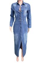 Long Sleeve Denim Trench Dress LavishDaily