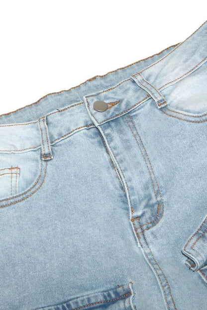 Street Style Utility Pocket Straight Jeans Lavish Daily