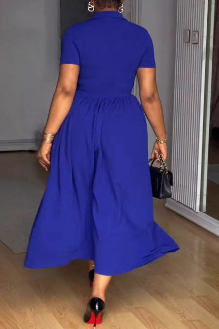 Tie Waist Lapel Loose Shirt Dress Lavish Daily