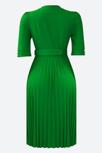 Elegant Half Sleeve O-Neck Solid Midi Dress Lavish Daily