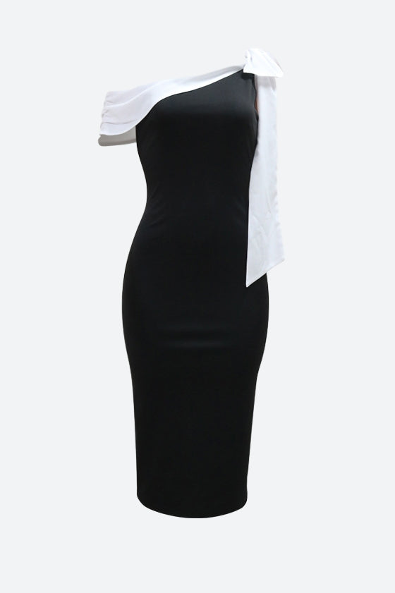 Color Block Bow Midi Dress Lavish Daily