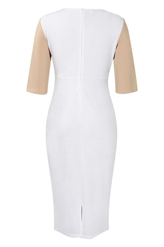 Plus Size 3/4 Sleeve Color Block Bodycon Dress Lavish Daily
