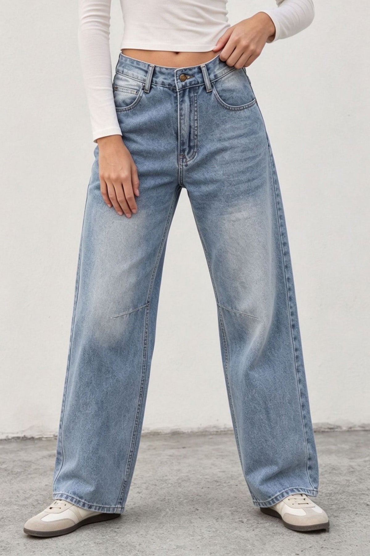 Non-Stretch Paneled Straight Leg Jeans Lavish Daily