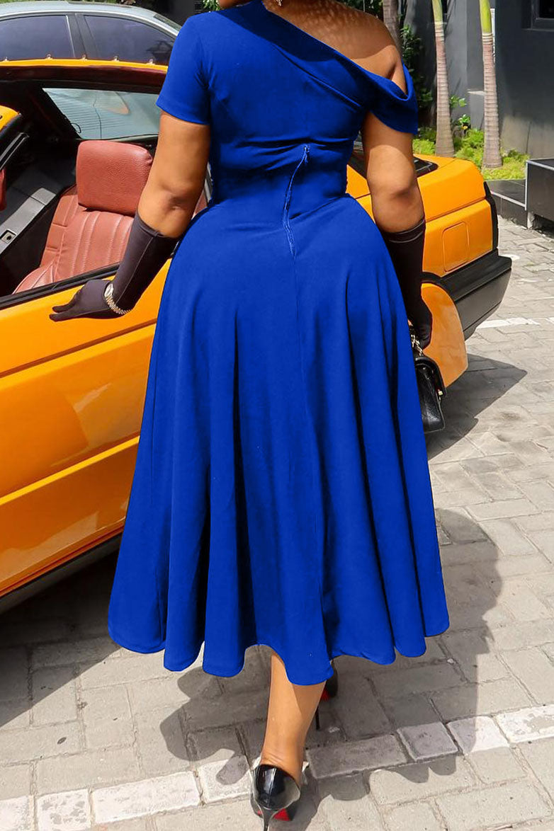 Plus Size Asymmetrical Cutout A-Line Midi Dress Lavish Daily