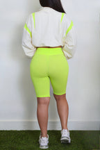 Long Sleeve Zipper Stretch High-waisted Short Set Lavish Daily
