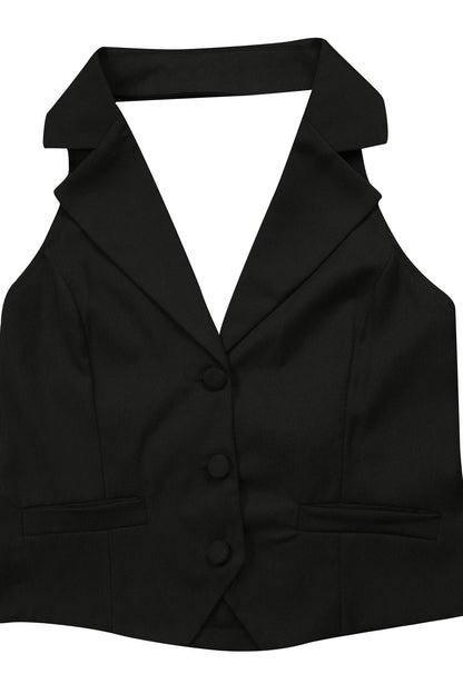 Halter Tuxedo Top & Pleated Skirt Set Lavish Daily