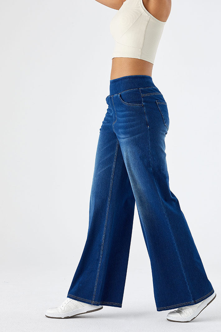 Baggy Wide Leg Washed Stretchy Jeans Lavish Daily