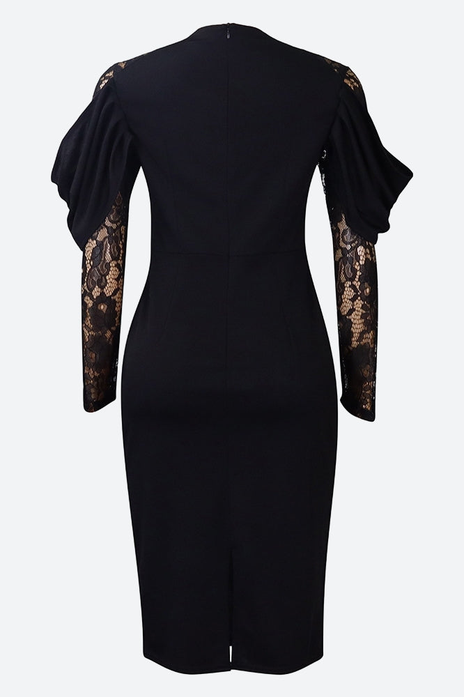 Elegant Lace Slim Fit Patchwork Sexy Dress Lavish Daily