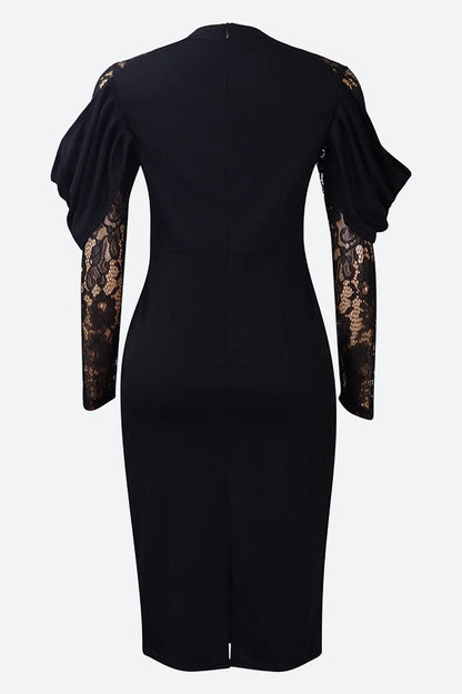 Elegant Lace Slim Fit Patchwork Sexy Dress Lavish Daily