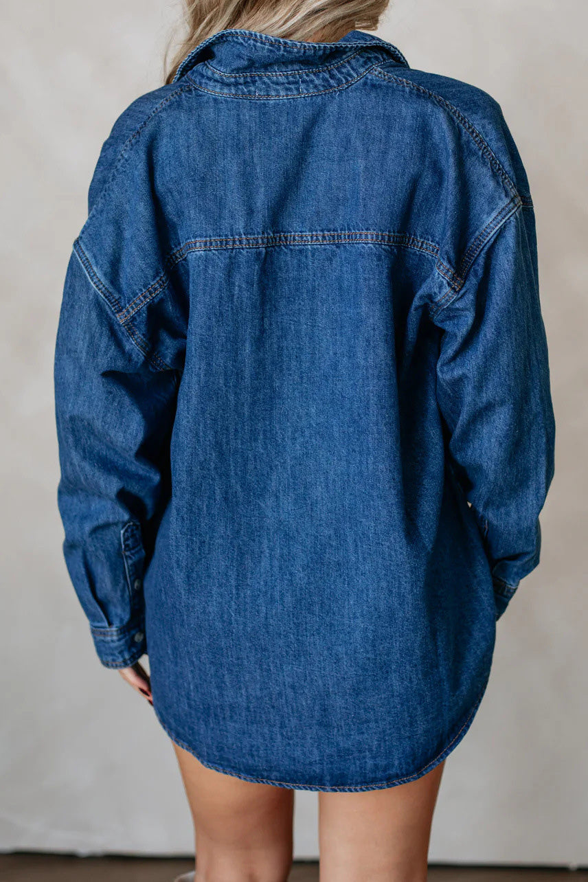 Oversized Boyfriend Denim Shirt Lavish Daily