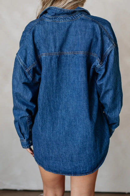 Oversized Boyfriend Denim Shirt Lavish Daily
