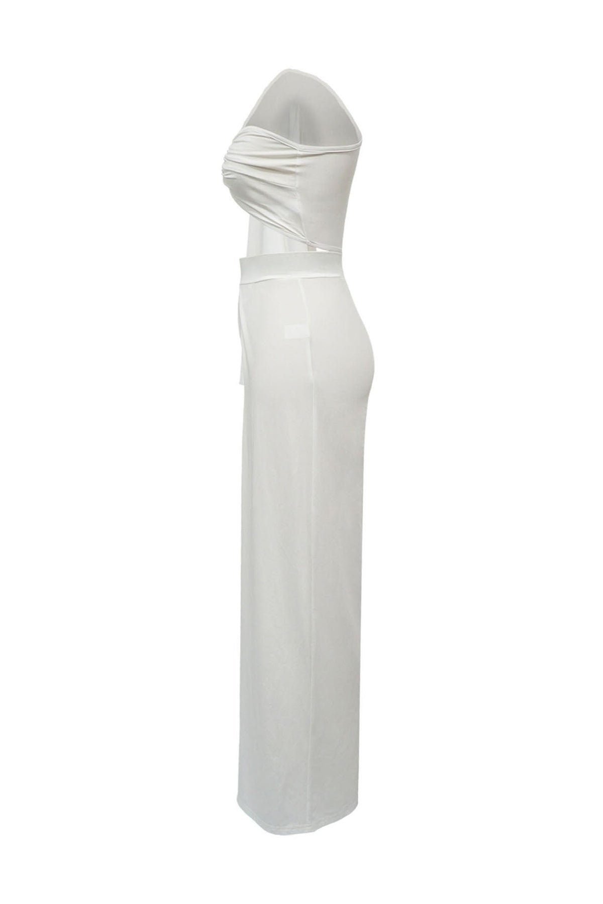 Asymmetrical Twist Crop Top & Draped Wide Leg Pant Set Lavish Daily