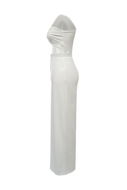 Asymmetrical Twist Crop Top & Draped Wide Leg Pant Set Lavish Daily