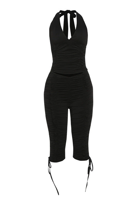 Ruched Halter & Capri 2-Piece Set Lavish Daily