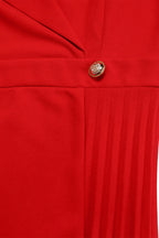 Pleated Blazer Collar Dress Lavish Daily